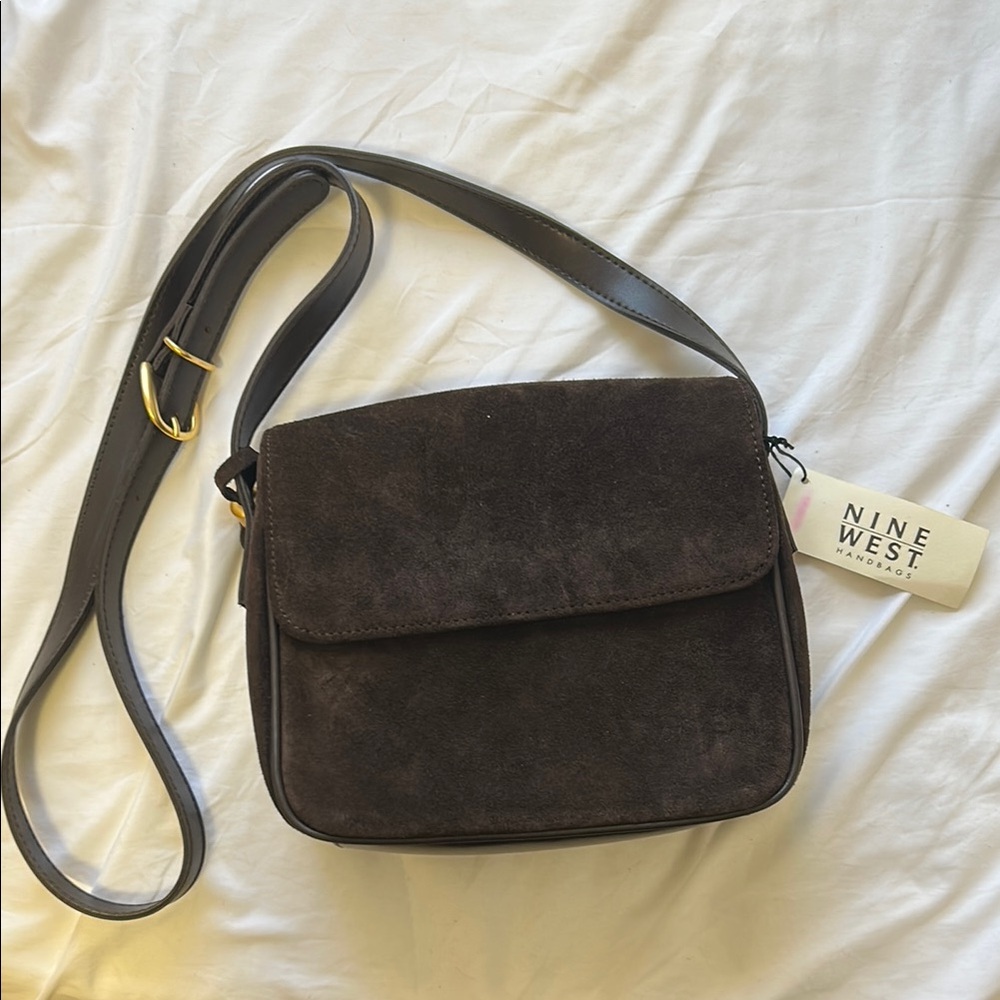 Nine West Brown Suede Crossbody Bag NWT